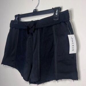 PacSun Black Knit-Waist Panel Tie Shorts